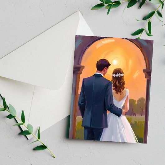 Bruid & Bruidegom Trouwkaart 'Happily Ever After'