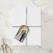 Bruid & Bruidegom Tuinboog | Bloemenschildering vo Cadeaulabel (Met Touw)