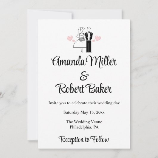 Bruid & Bruidegom Uitnodiging (Voorkant)