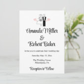 Bruid & Bruidegom Uitnodiging (Staand voorkant)