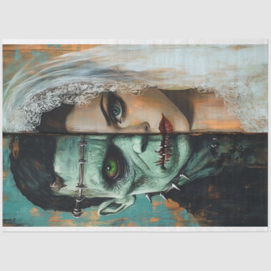 Bruid Bruidegom van Frankenstein Decoupage Tissuepapier (Voorkant)