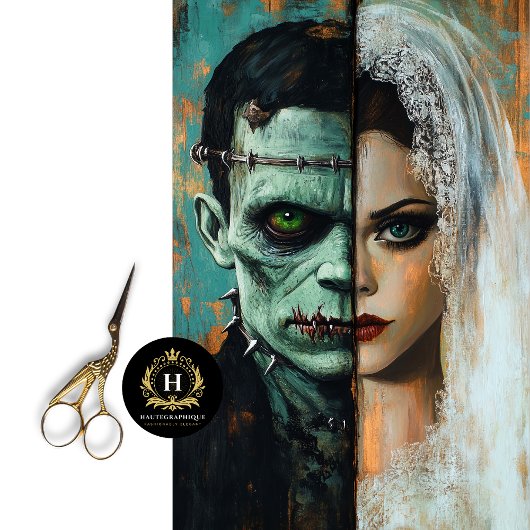 Bruid Bruidegom van Frankenstein Decoupage Tissuepapier