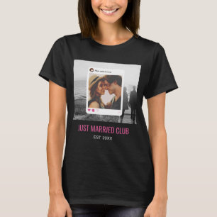 Bruid Bruidegom Vintage Foto Social Media Bericht T-shirt