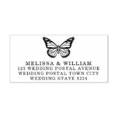 Bruid & bruidegom vlinder bruiloft retour adres  zelfinktende stempel (Design)