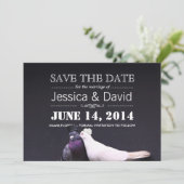 Bruid & Bruidegom Vogels Save the Date Aankondigin (Staand voorkant)