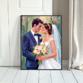 Bruid & Bruidegom | Waterverf voor pasgetrouwden Poster