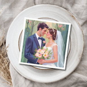 Bruid & Bruidegom   Waterverfschilderij van pasget Servet