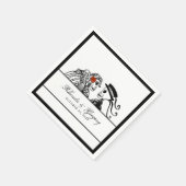 Bruid & Bruidegom Wedding Skeletons Red Rose Namen Servet (Hoek)