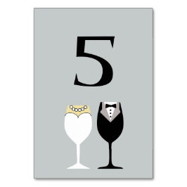 Bruid & Bruidegom Wijnglazen Tafelnummer Kaart