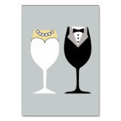 Bruid & Bruidegom Wijnglazen Tafelnummer Kaart (Achterkant)