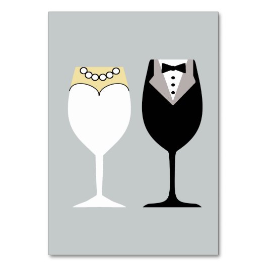 Bruid & Bruidegom Wijnglazen Tafelnummer Kaart (Achterkant)