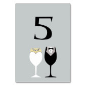 Bruid & Bruidegom Wijnglazen Tafelnummer Kaart (Voorkant)
