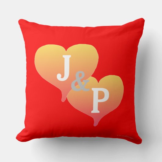 Bruid bruidegom zonsondergang harten rood omkeerba kussen (Voorkant)