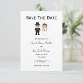 Bruid & Bruidegom Zwarte Strepen - 3x5 Save the Da Date (Staand voorkant)