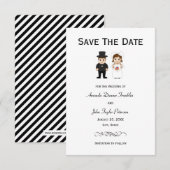Bruid & Bruidegom Zwarte Strepen - 3x5 Save the Da Date (Voorkant / Achterkant)