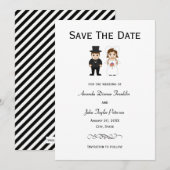 Bruid & Bruidegom Zwarte Strepen - Bewaar de Datum Save The Date (Voorkant / Achterkant)