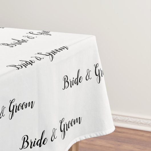 Bruid Bruidegom Zwarte Witte Typografie  Tafelkleed (Voorbeeld)
