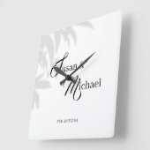 Bruid & Bruidegom's Zwart & Wit Thema Klok (Hoek)