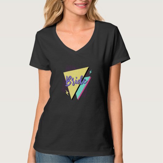 Bruid & Bruidsentourage Retro 90er Jubileum Bruids T-shirt (Voorkant)