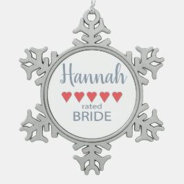 Bruid & Bruidsfeest 5 Hart Bruid Tin Sneeuwvlok Ornament
