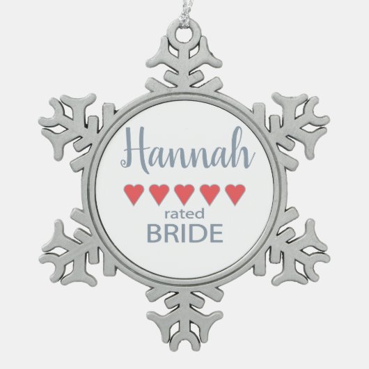 Bruid & Bruidsfeest 5 Hart Bruid Tin Sneeuwvlok Ornament (Voorkant)