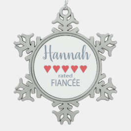 Bruid & Bruidsfeest 5 Hart Verloving Tin Sneeuwvlok Ornament