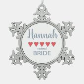 Bruid & Bruidsfeest 5 Hartjes Bruid Tin Sneeuwvlok Ornament (Voorkant)