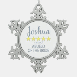 Bruid & Bruidsfeest 5 sterren Abuelo van de bruid Tin Sneeuwvlok Ornament
