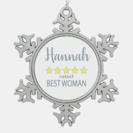 Bruid & Bruidsfeest 5 Sterren Getuige Tin Sneeuwvlok Ornament