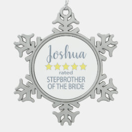 Bruid & Bruidsfeest 5 Sterren Stiefbroer van de Br Tin Sneeuwvlok Ornament