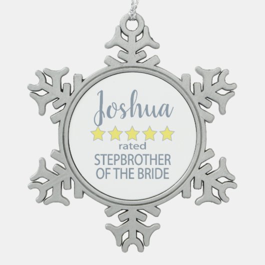 Bruid & Bruidsfeest 5 Sterren Stiefbroer van de Br Tin Sneeuwvlok Ornament (Voorkant)