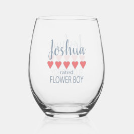 Bruid & Bruidsmeisjes 5 Hart Bloemen Jongen Wijnglas Zonder Voet