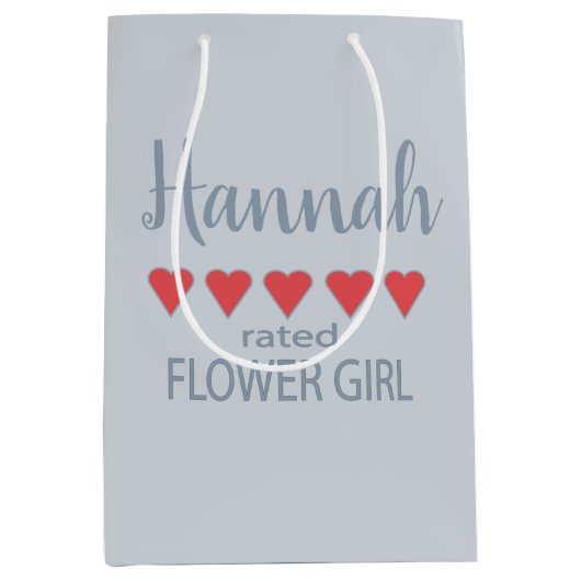 Bruid & Bruidsmeisjes 5 Hart Bloemenmeisje Medium Cadeauzakje (Voorkant)