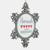 Bruid & Bruidsmeisjes 5 Hart Bruidsmeisje Tin Sneeuwvlok Ornament (Links)
