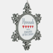 Bruid & Bruidsmeisjes 5 Hart Dochter van de Bruide Tin Sneeuwvlok Ornament (Links)