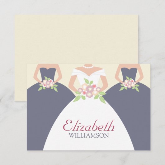 Bruid & bruidsmeisjes Bruids Lunch Plaatskaarten (Voorkant / Achterkant)