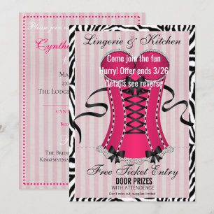 Bruid & Bruidsmeisjes Lingerie Roze Douche Party Kaart