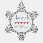 Bruid & Bruidsstoet 5 Hart Best Woman Tin Sneeuwvlok Ornament (Voorkant)