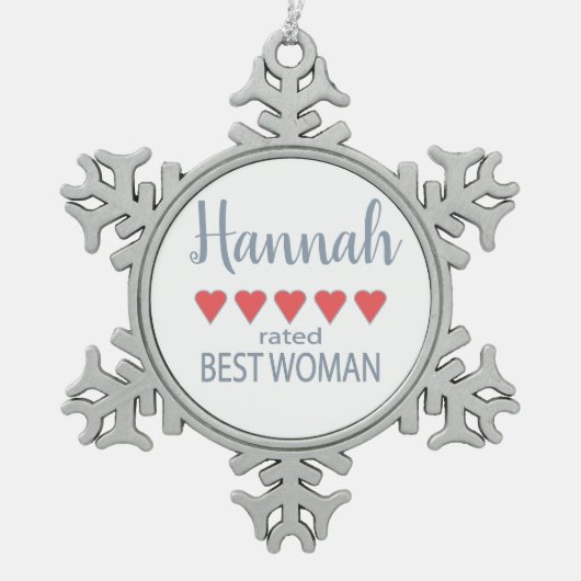Bruid & Bruidsstoet 5 Hart Best Woman Tin Sneeuwvlok Ornament (Voorkant)
