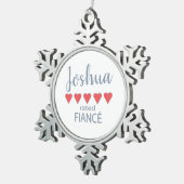 Bruid & Bruidsstoet 5 Hart Verloving Tin Sneeuwvlok Ornament (Rechts)