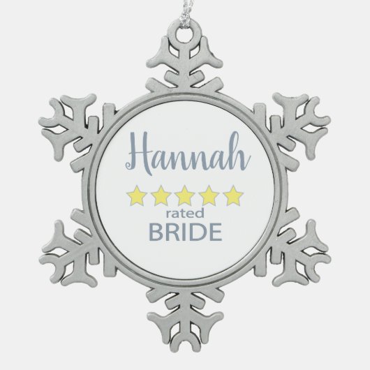 Bruid & Bruidsstoet 5 Sterren Bruid Tin Sneeuwvlok Ornament (Voorkant)