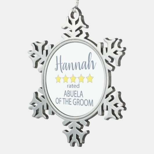 Bruid & Bruidsstoet 5 sterren Oma van de Bruidegom Tin Sneeuwvlok Ornament (Rechts)