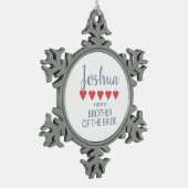 Bruid & Bruiloft 5 Hart Broer van de Bruid Tin Sneeuwvlok Ornament (Links)