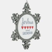 Bruid & Bruiloft 5 Hart Bruidsjonker Tin Sneeuwvlok Ornament (Links)