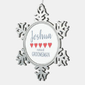 Bruid & Bruiloft 5 Hart Bruidsjonker Tin Sneeuwvlok Ornament (Rechts)