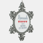 Bruid & Bruiloft 5 Hart Moeder van de Bruid Tin Sneeuwvlok Ornament (Links)