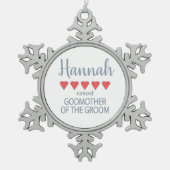 Bruid & Bruiloft 5 Hart Oma van de Bruidegom Tin Sneeuwvlok Ornament (Voorkant)