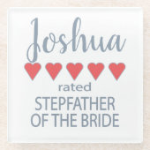 Bruid & Bruiloft 5 Hart Stiefvader van de Bruid Glazen Onderzetter (Voorkant)