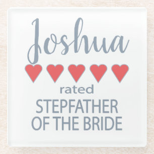 Bruid & Bruiloft 5 Hart Stiefvader van de Bruid Glazen Onderzetter