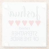 Bruid & Bruiloft 5 Hart Stiefvader van de Bruid Glazen Onderzetter (Achterkant)